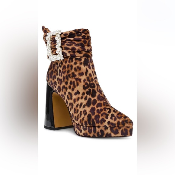 Betsey Johnson Shoes - New! Betsy Johnson Animal Print Idris Platform Rhinestone Buckle Leopard Bootie